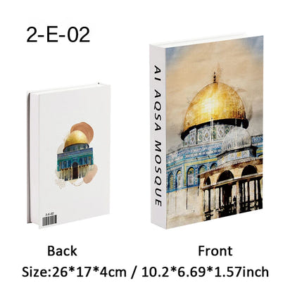 Islamic Luxury Fake Book Decorative Books Storage Box Coffee Table Interior Decoration Kaaba Mosque Muslims Bedroom Home Decor