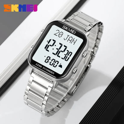 SKMEI 2135 Azan Digital Watches Prayer with Qibla Compass Adhan Alarm Hijri Islamic Wristwatches Clock Back Light Display Muslim