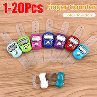 1-20pcs Finger Counter Ring 5 Digital LED Electronic Handheld Tally Counter Clicker Counter with  Islamic Tasbih Bead