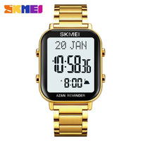 SKMEI 2135 Azan Digital Watches Prayer with Qibla Compass Adhan Alarm Hijri Islamic Wristwatches Clock Back Light Display Muslim