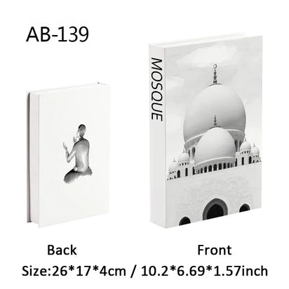 Islamic Luxury Fake Book Decorative Books Storage Box Coffee Table Interior Decoration Kaaba Mosque Muslims Bedroom Home Decor