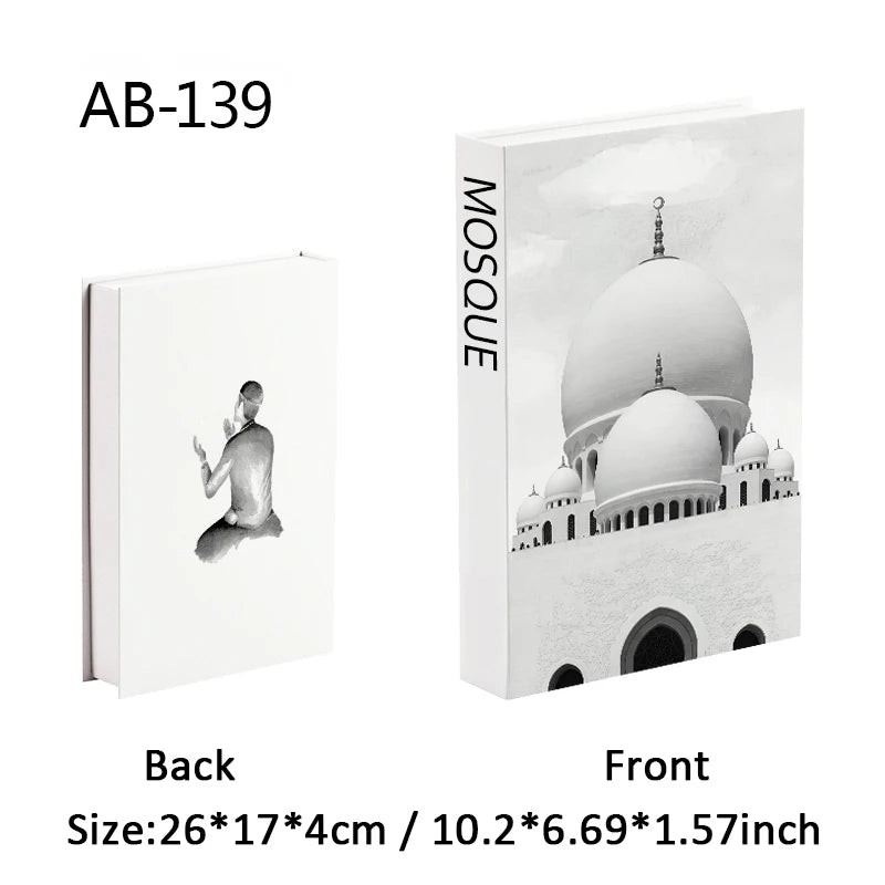 Islamic Luxury Fake Book Decorative Books Storage Box Coffee Table Interior Decoration Kaaba Mosque Muslims Bedroom Home Decor