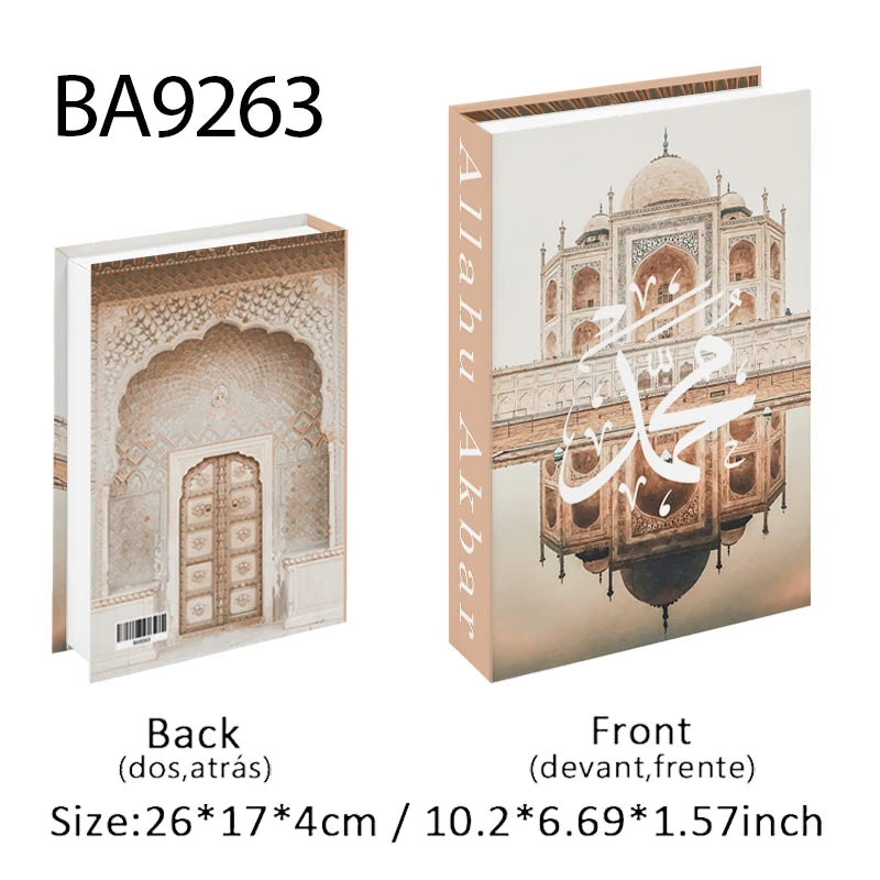 Islamic Luxury Fake Book Decorative Books Storage Box Coffee Table Interior Decoration Kaaba Mosque Muslims Bedroom Home Decor