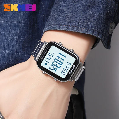 SKMEI 2135 Azan Digital Watches Prayer with Qibla Compass Adhan Alarm Hijri Islamic Wristwatches Clock Back Light Display Muslim